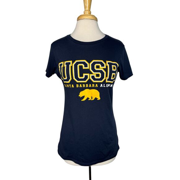 UCSB Santa Barbara Alumni Navy Blue Gold Short Sleeve Tee Size Large Womens - Picture 1 of 9